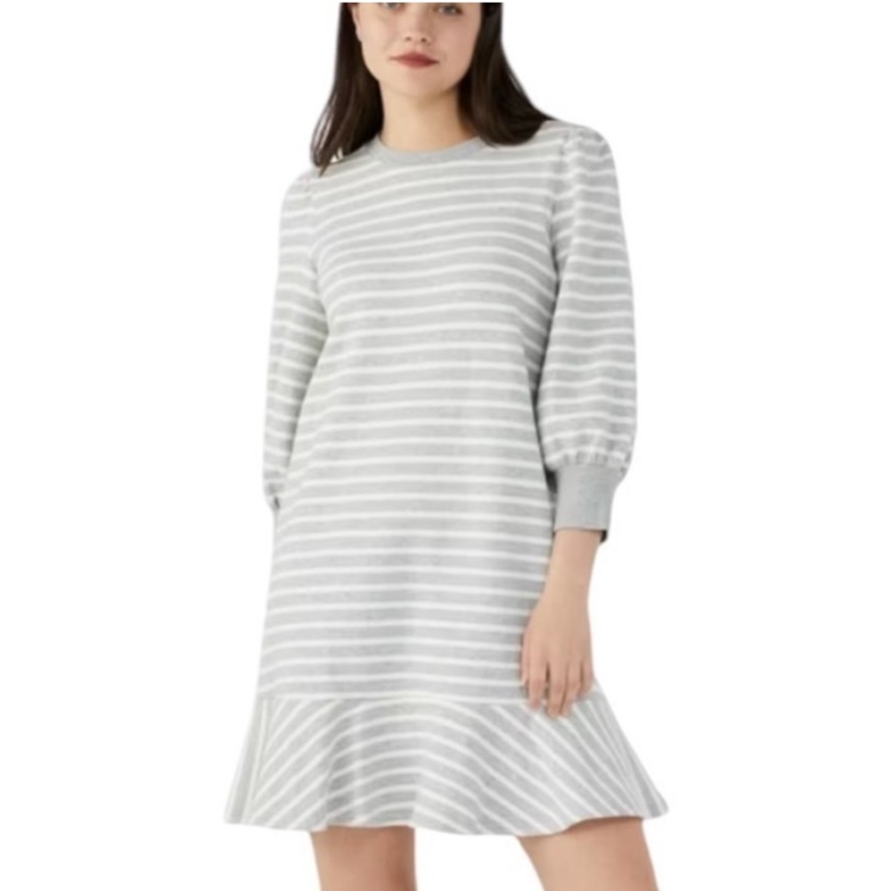 Kate Spade Sailing Stripe Sweatshirt Dress Gray Medium